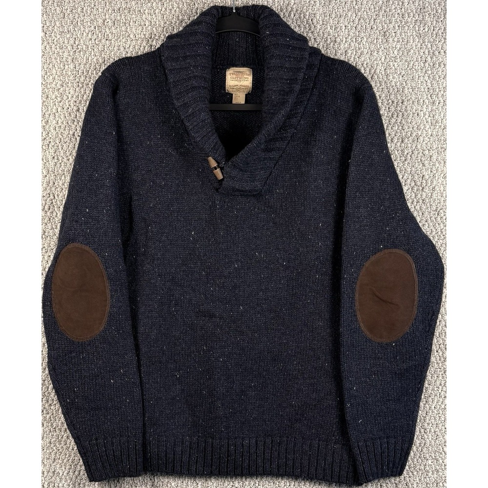 Telluride Clothing Co Wool Shawl Collar Sweater Large Elbow Patch Upcycled
